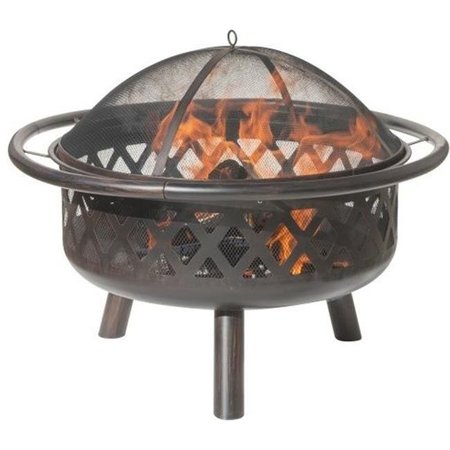 DAGAN Dagan FP-1024 Criss Cross Style Wood Burning Fire Pit with 29 in. Dia. Fire Bowl & 9 in. Clearance; Bronze FP-1024
